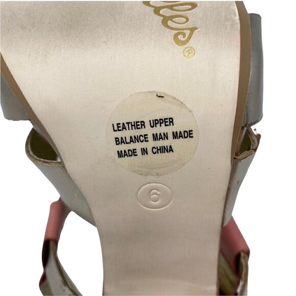 Seychelles Womens Sandal Stacked Heels Shoes Gold Pink Leather Cut Out Buckle 6 - Picture 8 of 10